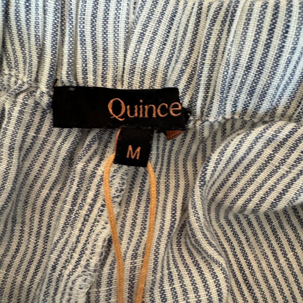 Quince NWT 100% European Linen Pajama Set Blue Pinstripe Size Medium - Picture 6 of 9